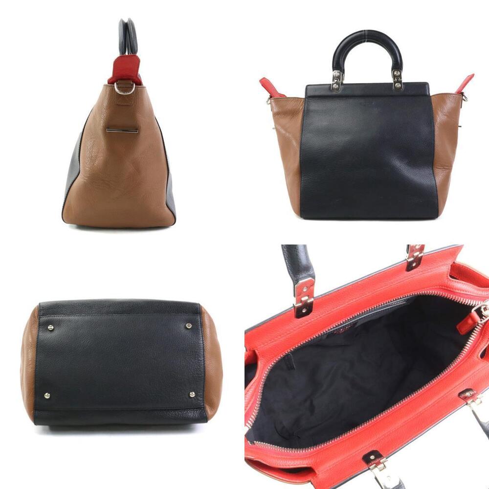 Givenchy 2way Shoulder Bag Leather Black Brown Red - Picture 2 of 5